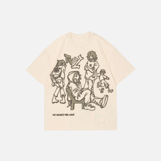 Front view of the beige Youth Life T-shirt.