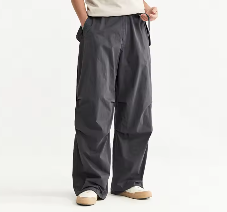 Elastic Waist Baggy Parachute Cargo Pants