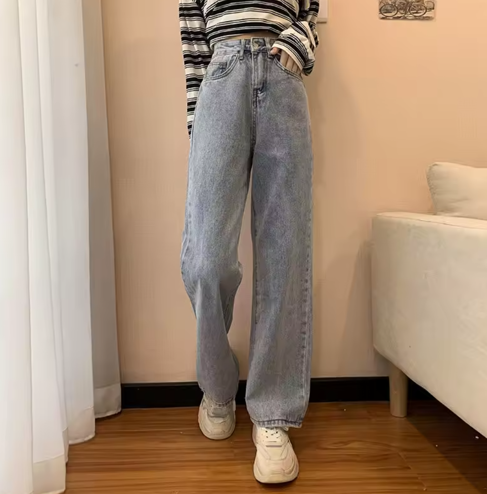 High Waist American Green Wide Jeans