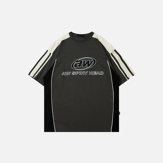 Gray color of the AW Spiky Head T-shirt in a gray background