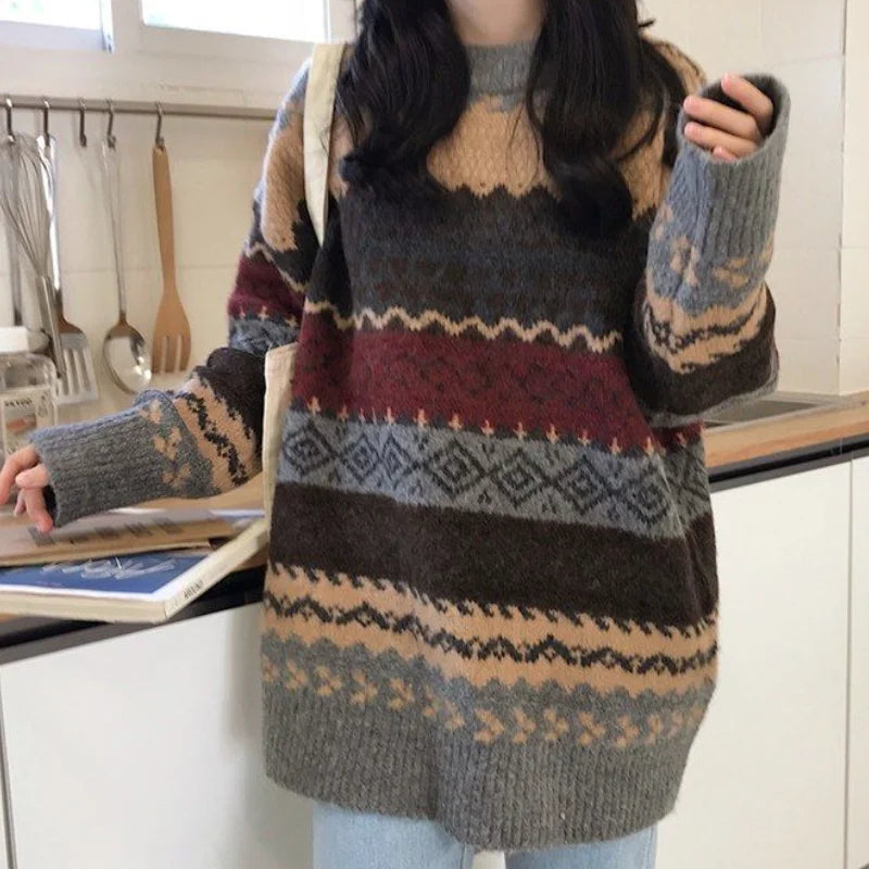 Cozy Striped Winter Pullover Sweater Knitwear