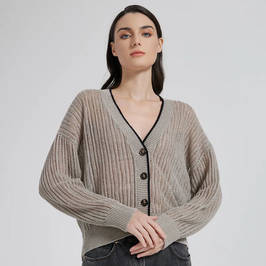 Luxury Linen Cardigan High Quality Sweater