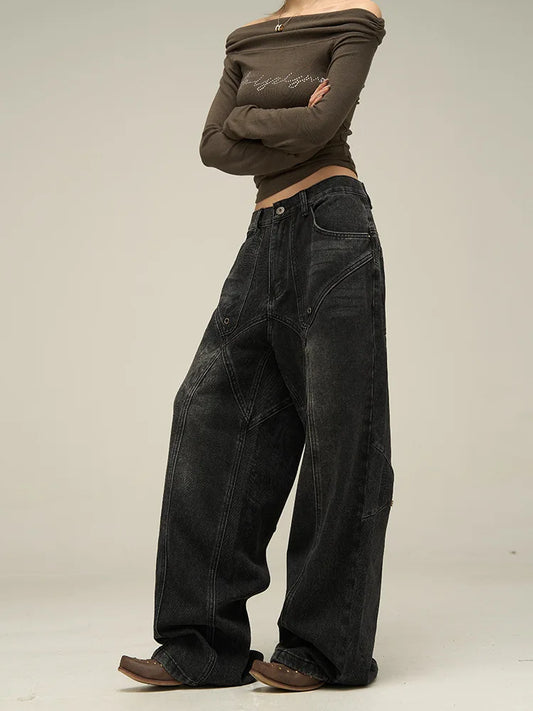 Vintage American Style Baggy Wide Jeans