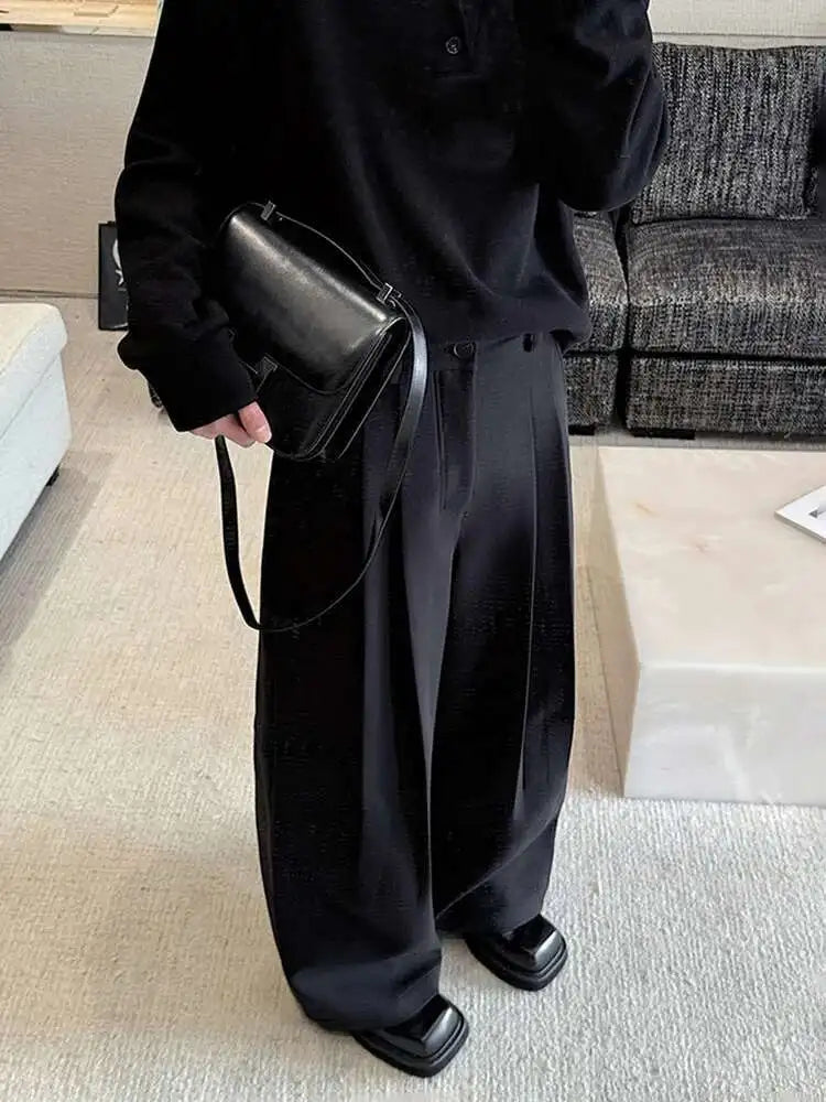 Versatile Slim Thickened Pleated Wide Pants