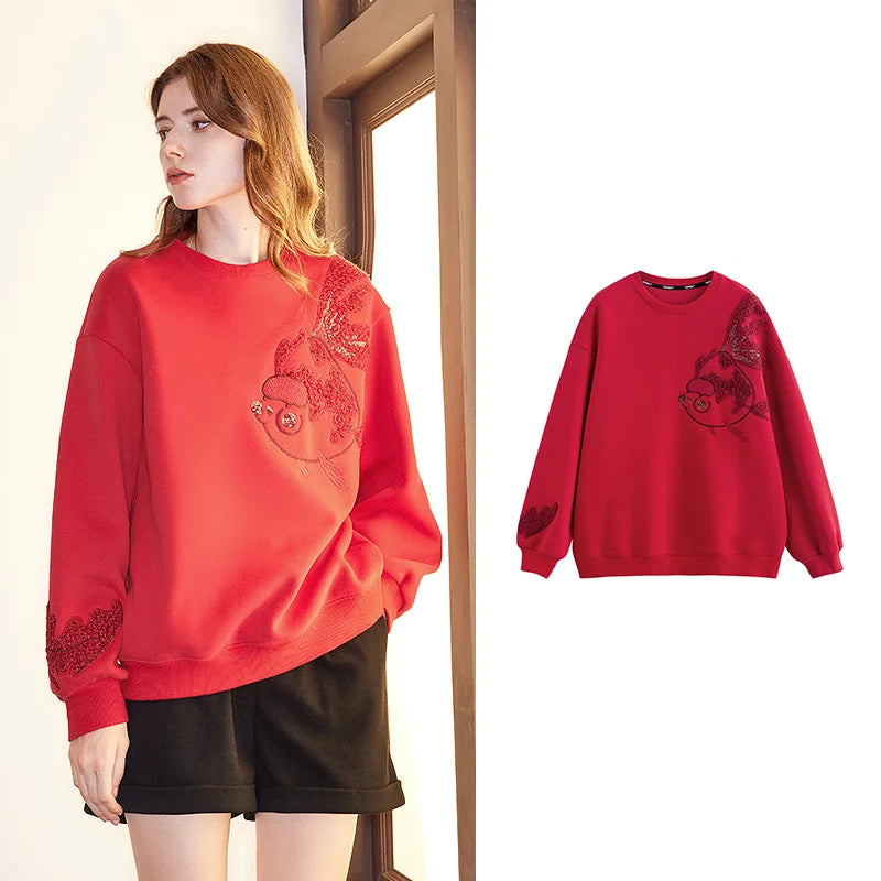 Cozy Thick Fleece Embroidered Sweaters