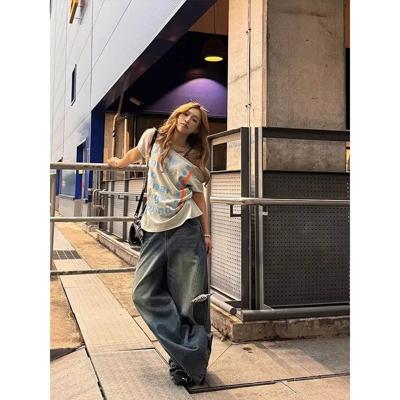 Light Blue Oversize Y2K Wide Jeans