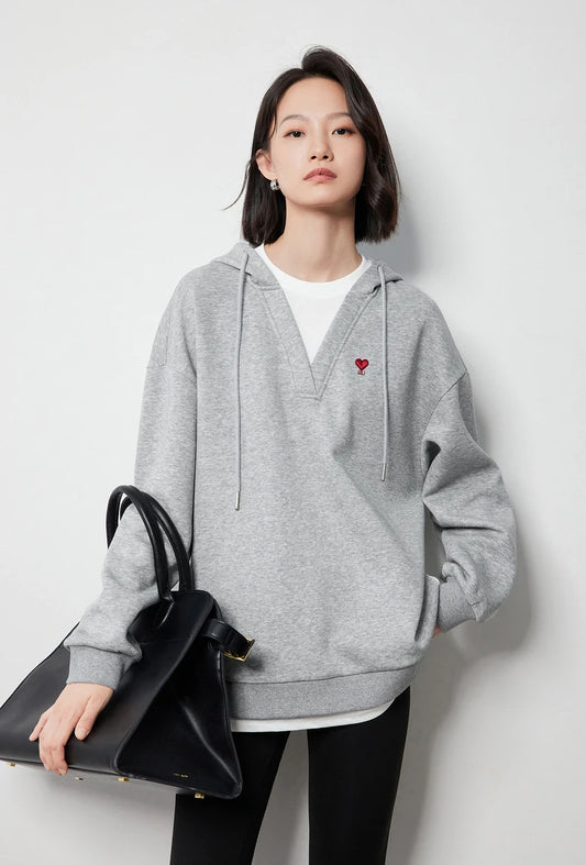 Heart Embroidery Fake Two-Piece Sweatshirt
