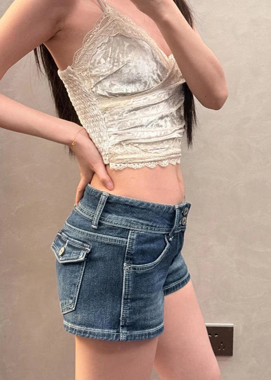 Blue Y2K Vintage Denim Mini Shorts