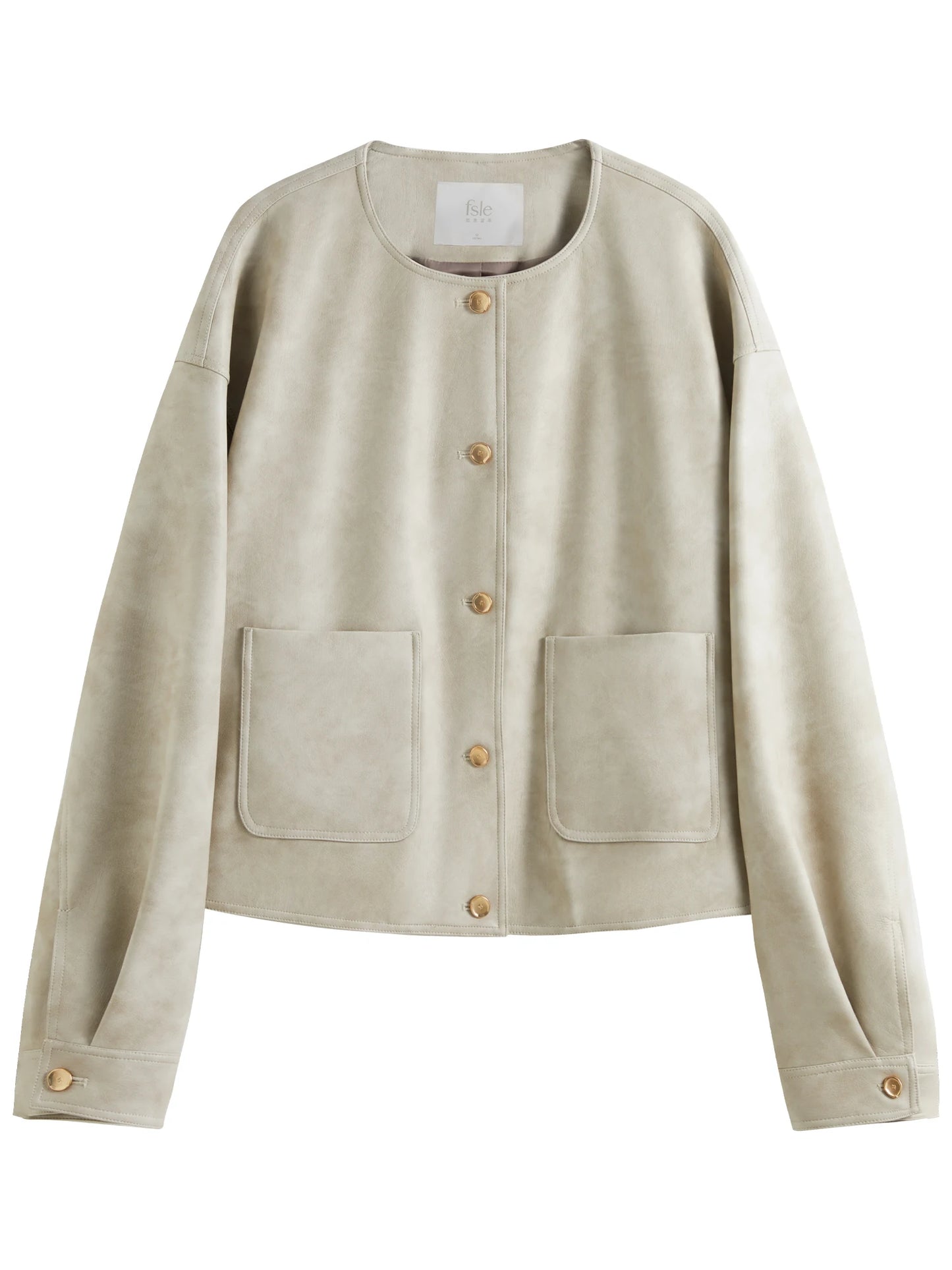 Spring Grey PU Leather Short Coat