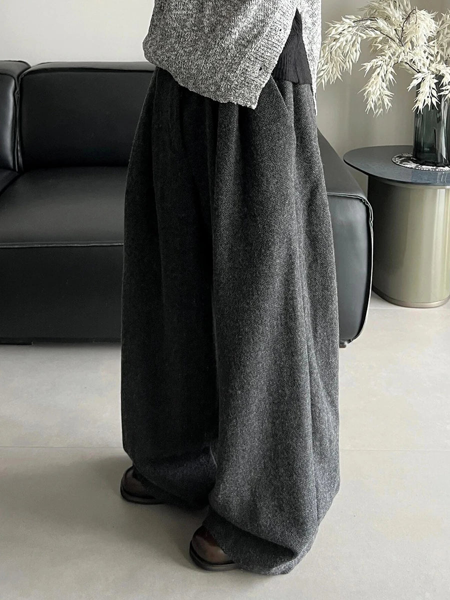 Reddachic Tweed Wide Leg Suit Pants