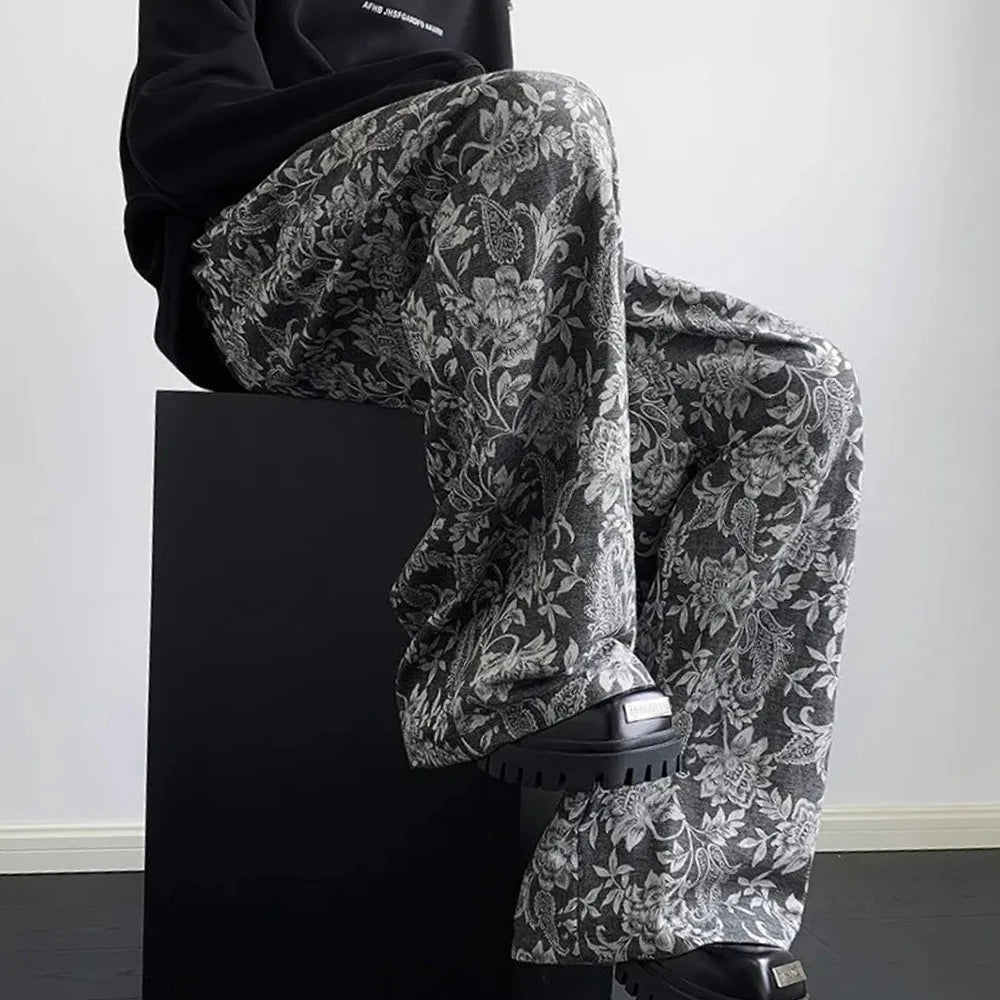 Luxury Retro Cashew Flower Print Pants