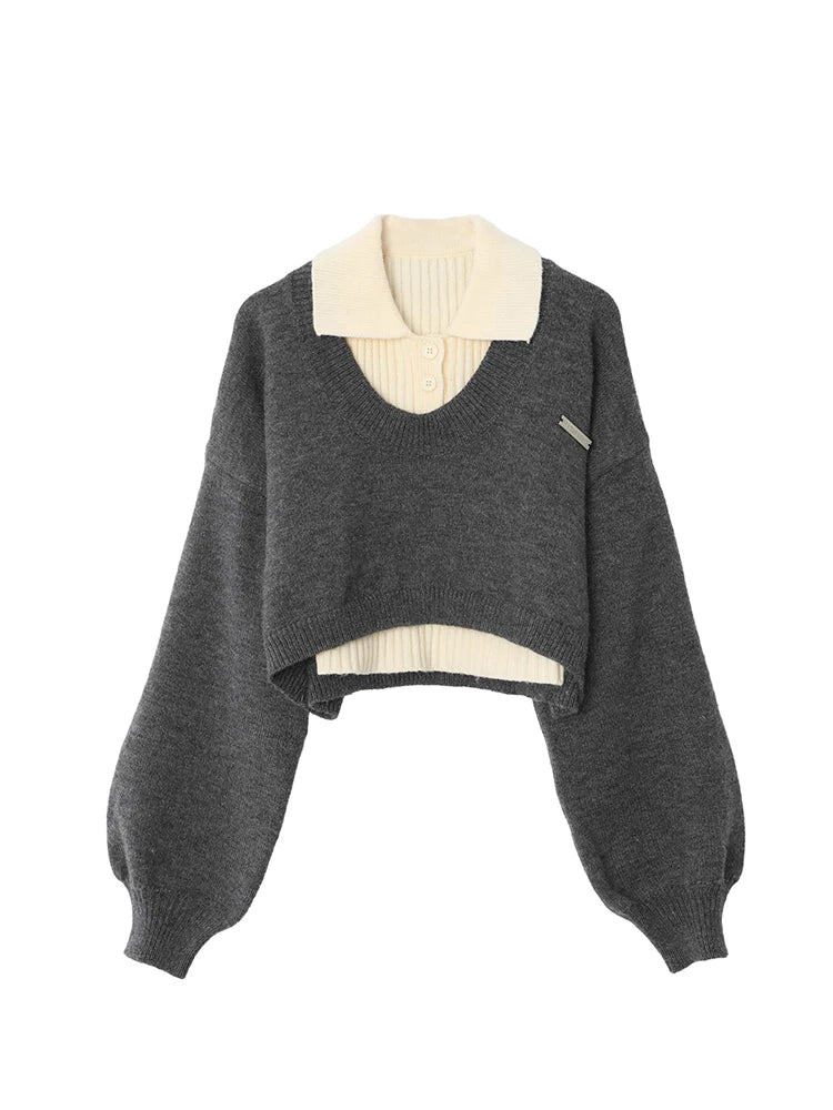 Cozy Preppy Knit Sweater Set Womens