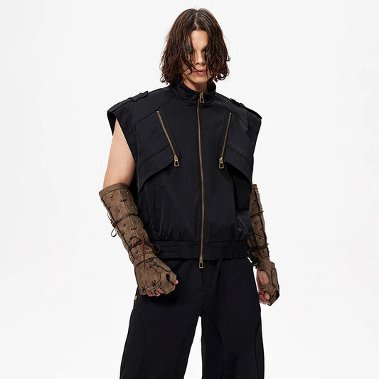 Trendy Patchwork Sleeveless Vest Jacket