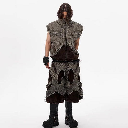 Vintage Denim Sleeveless Vest Jacket