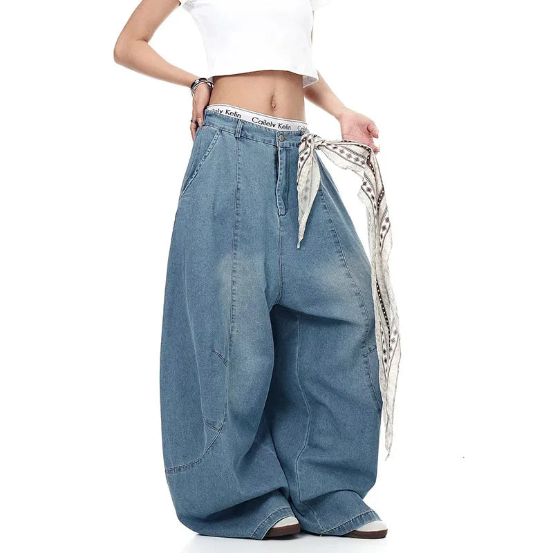 Loose Fit High Waist Wide Jeans