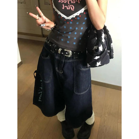 Vintage High Waist Baggy Blue Jorts