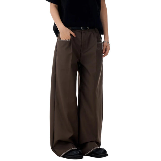 Vintage Pleated Solid Color Casual Pants
