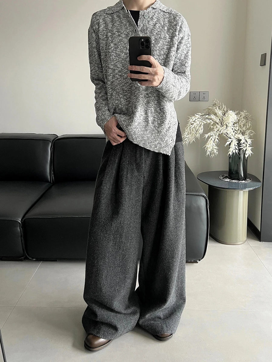 Reddachic Tweed Wide Leg Suit Pants