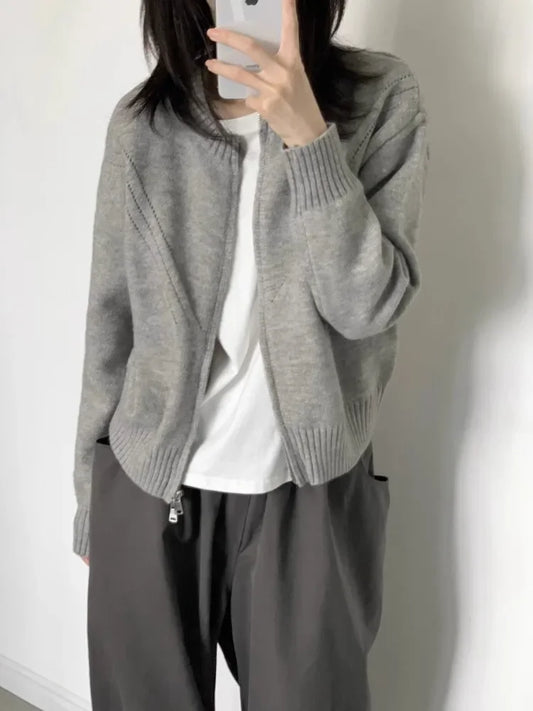 Soft Japanese Vintage Oversize Zipper Sweater