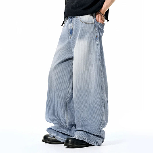 Bamboo Knit Curved Hem Wide Jeans