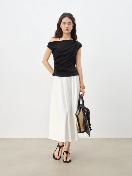 Chic Off-Shoulder Knit Womens T-Shirt