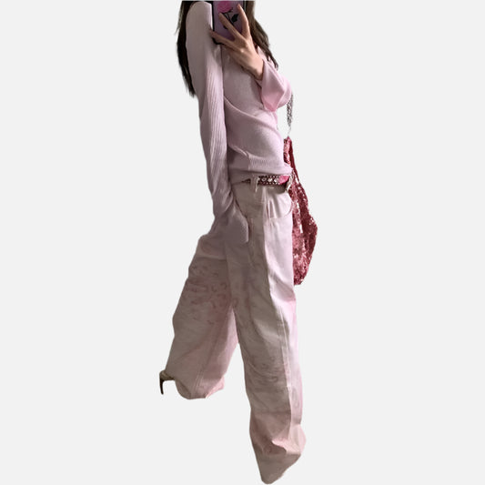 Vintage High Waist Straight Wide Jeans