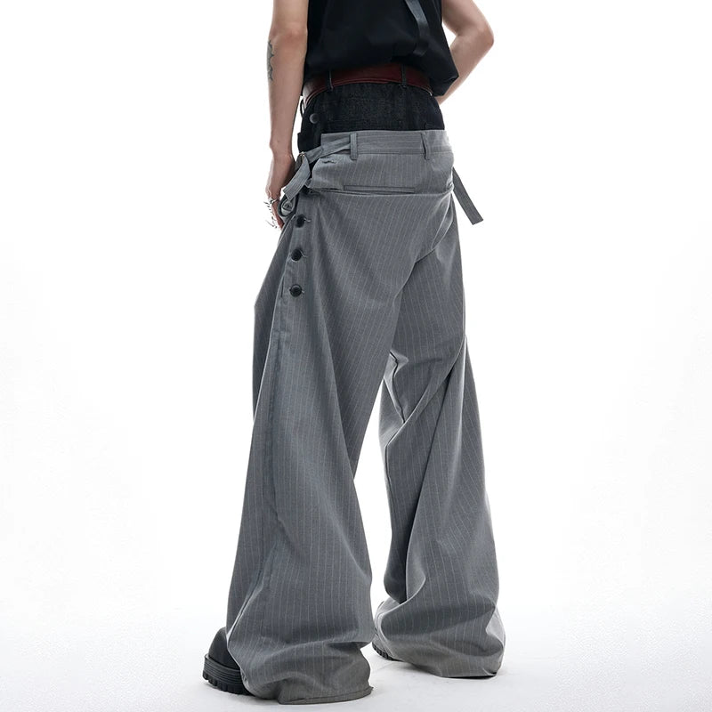 Striped Wide Leg Casual Trousers Pants