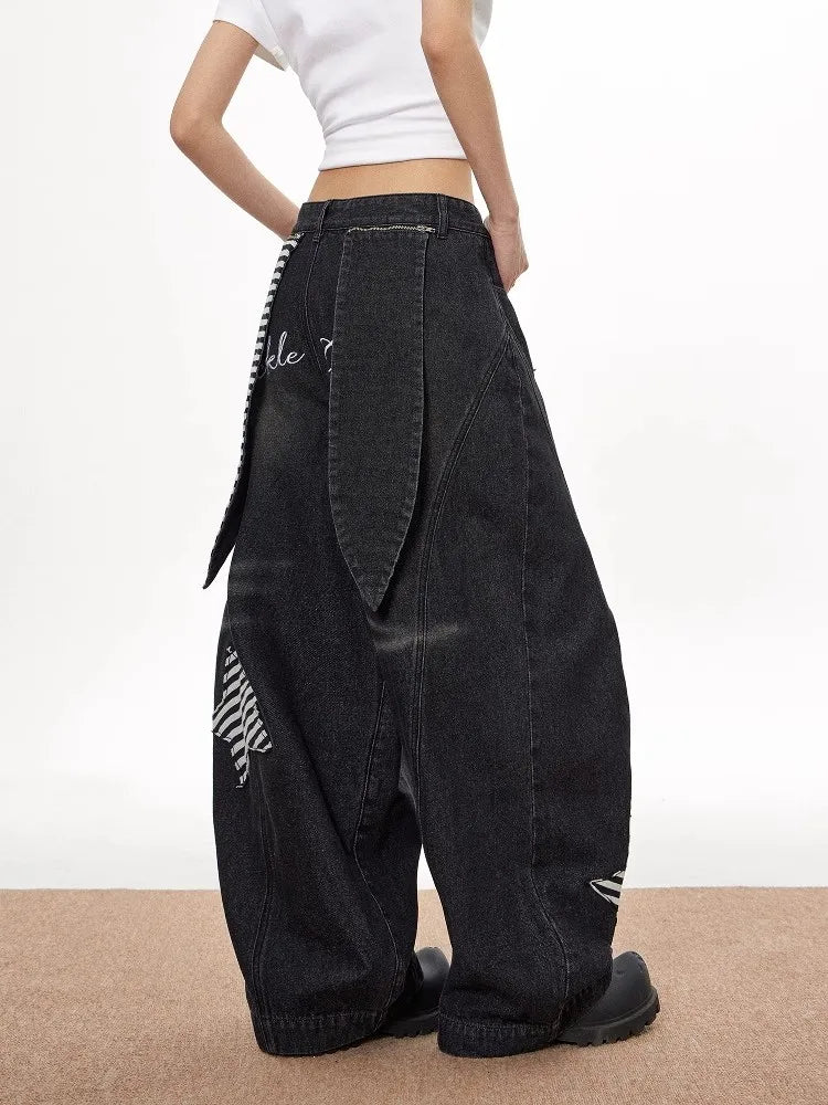 Vintage High Waist Black Wide Jeans