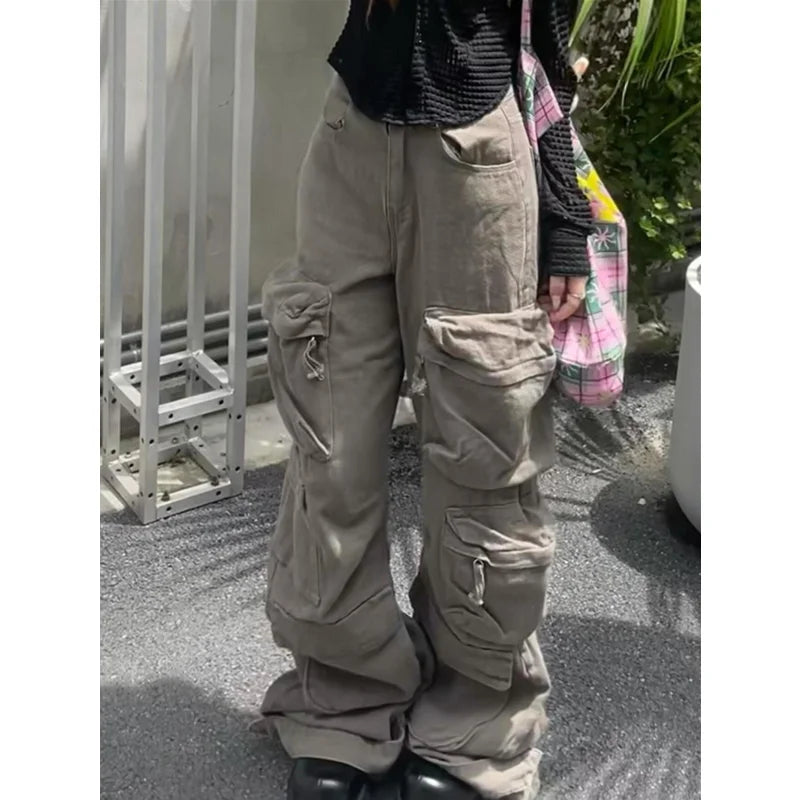 Vintage Khaki High Waisted Straight Jeans