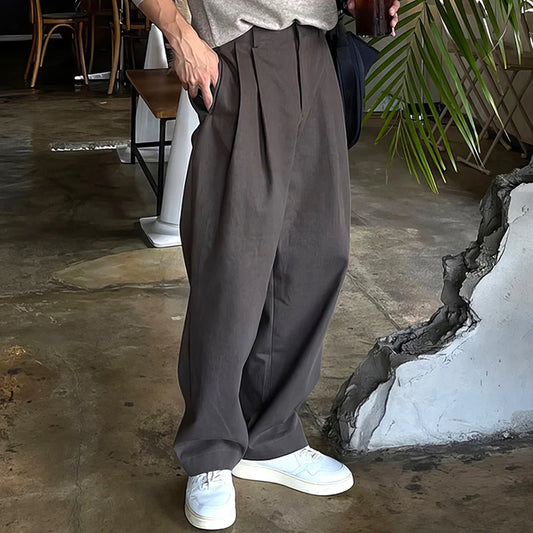 Vintage Pleated Straight Loose Suit Pants