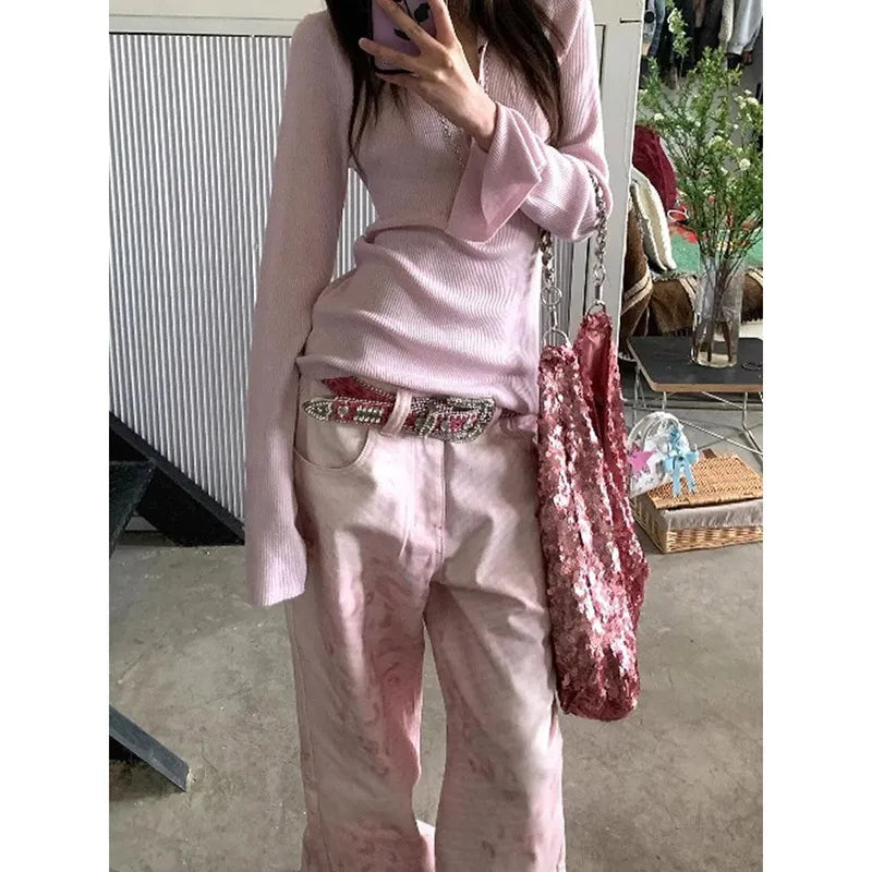 Vintage High Waist Straight Wide Jeans