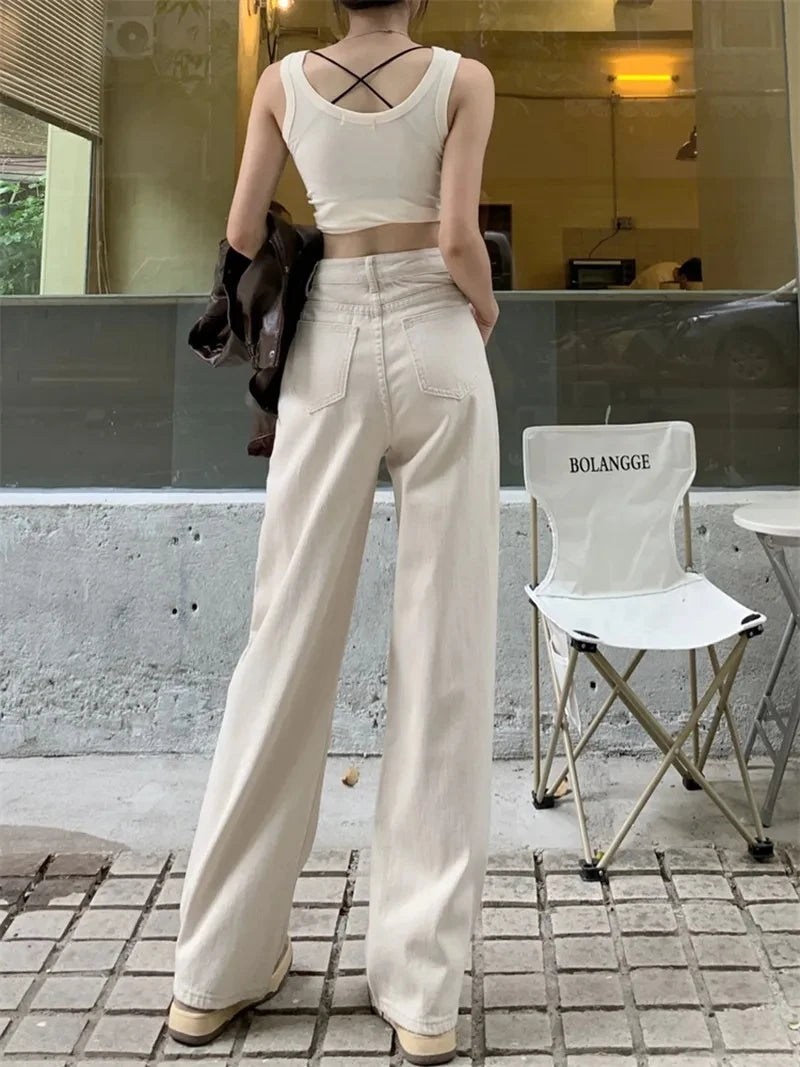 Vintage American Beige High Waist Jeans