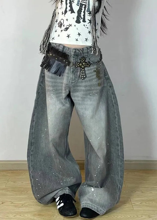 Vintage Gothic Grey Baggy Denim Jeans