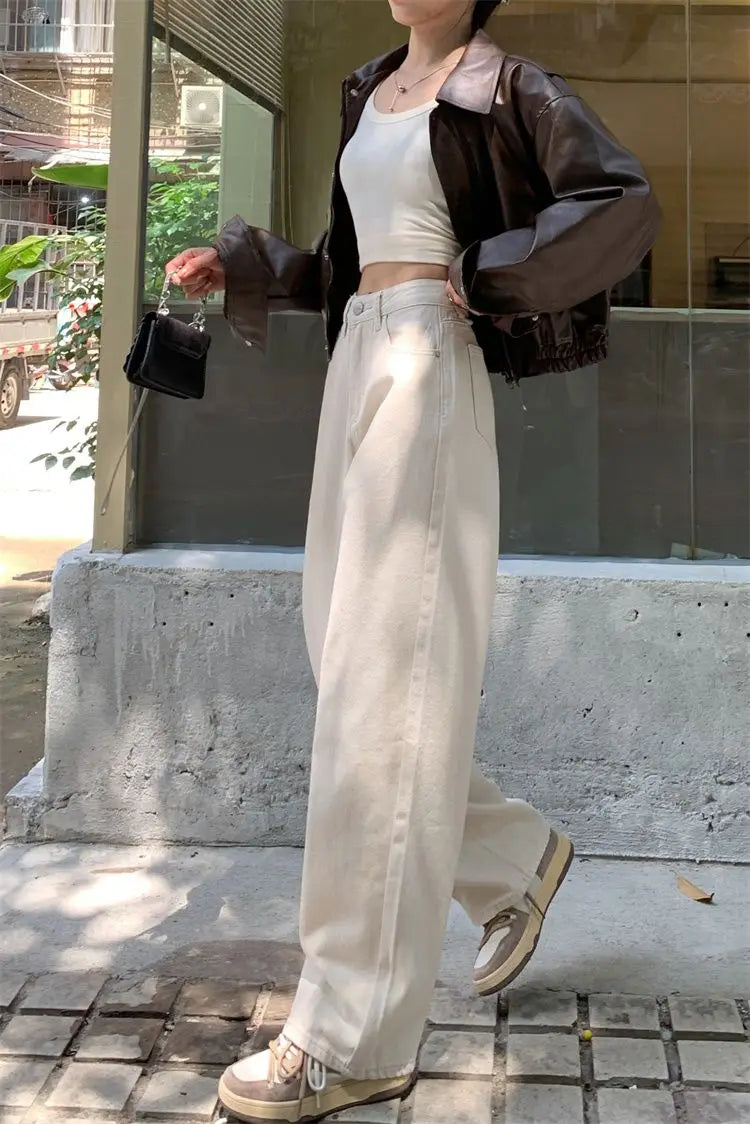 Vintage American Beige High Waist Jeans