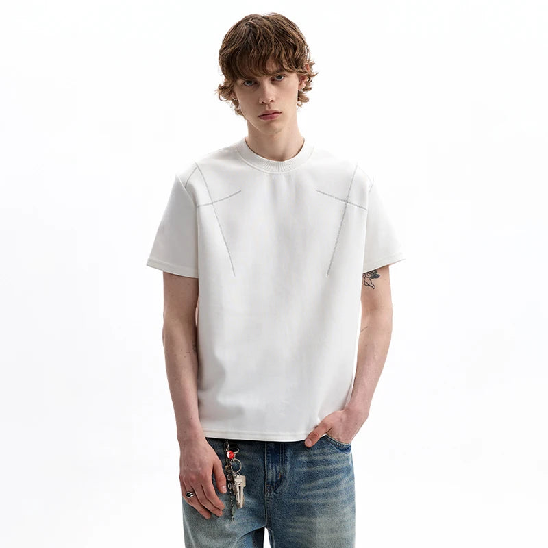 Striped Textured Short Sleeve Casual T-Shirt
