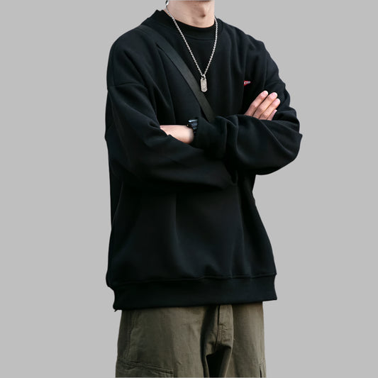 Trendy Japanese Letter Embroidery Sweatshirt