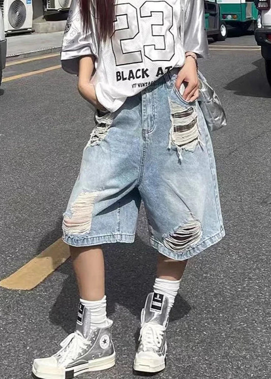 Vintage High Waist Ripped Denim Shorts