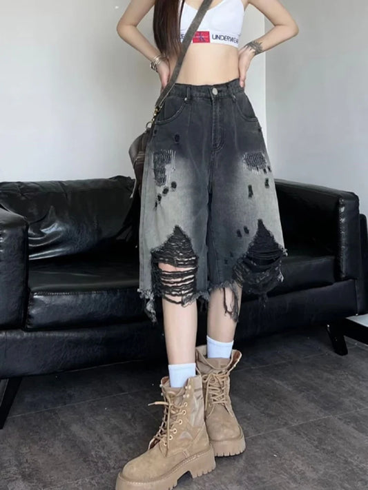 Vintage Gradient Denim Shorts American Jeans