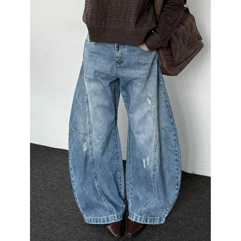 Vintage High Waist Baggy Blue Jeans