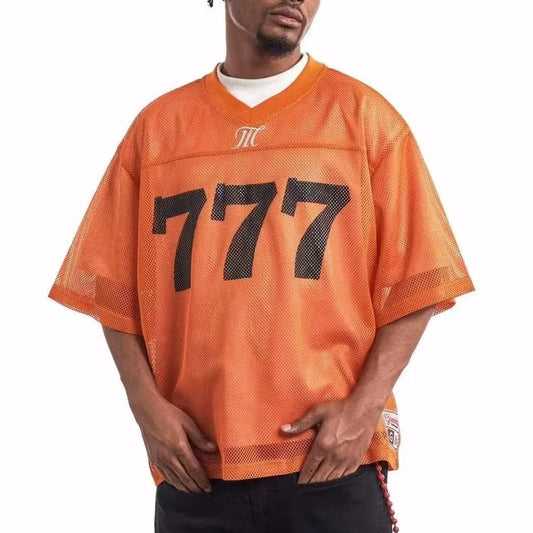 Breathable Mesh Hollow Short-Sleeved Retro T-Shirt