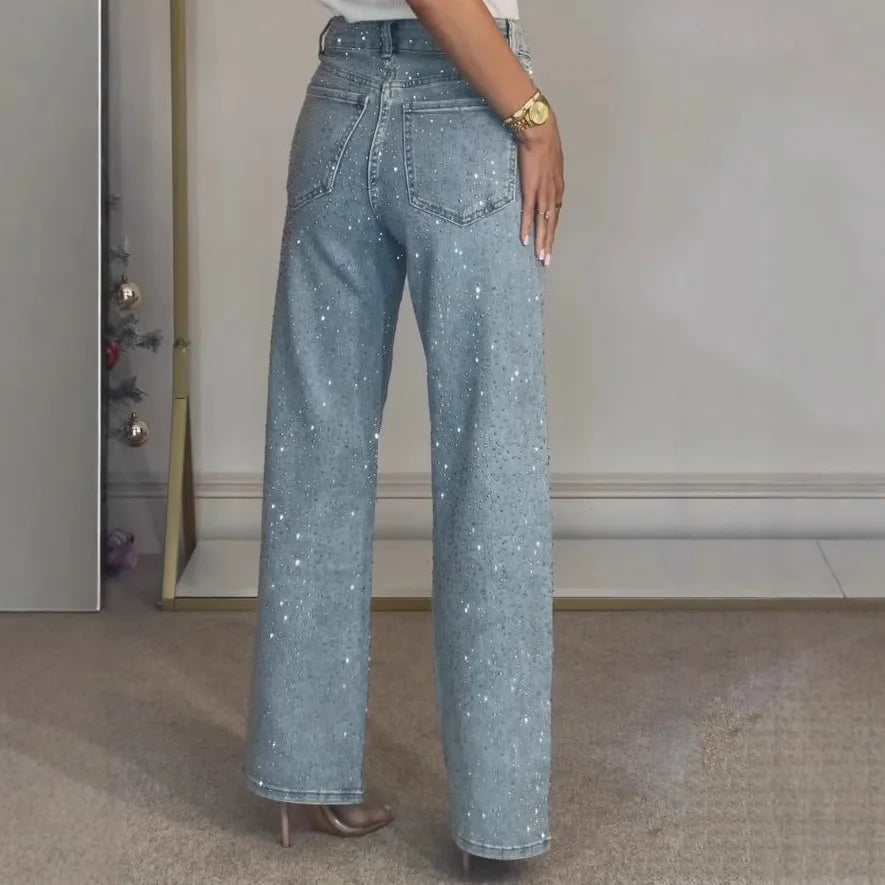 Diamonds High Waist Distressed Denim Jeans