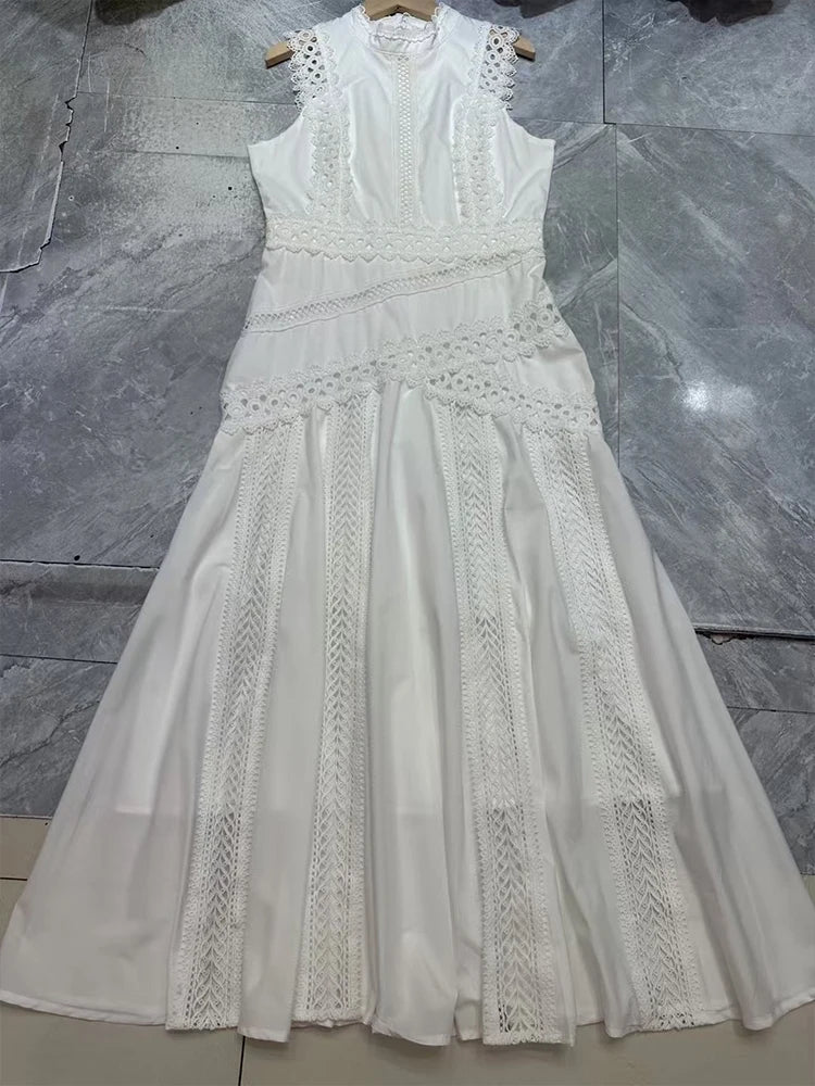 Elegant Embroidered Sleeveless Summer Dress