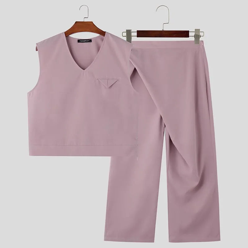 Deconstructed Solid Color Casual Vest Pant