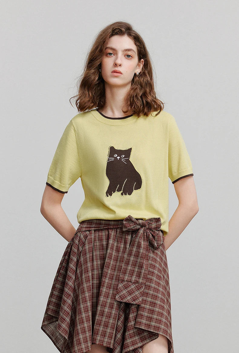 Stylish Knit Short-Sleeve T-shirt