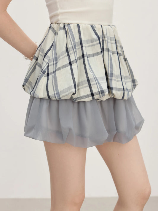 Chic Plaid Handmade Flower Bud T-Shirt