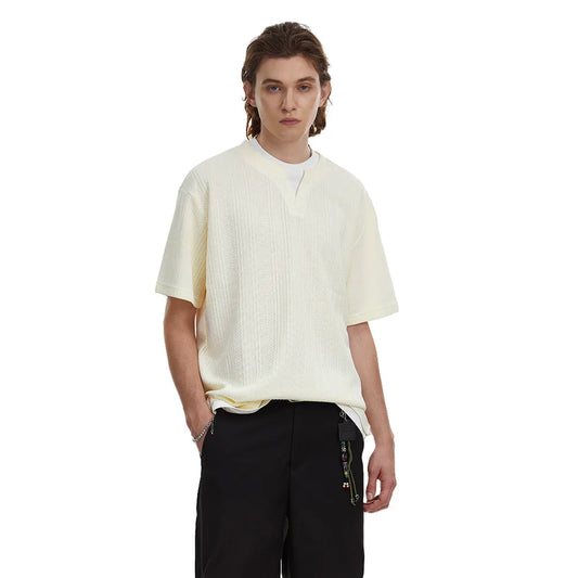 Spliced Short Sleeve Loose Crew T-Shirt