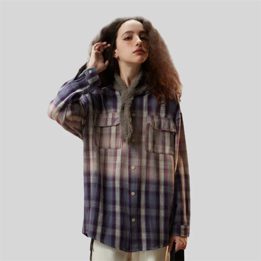 Luxury Plaid Hooded Pure Cotton Shirt
