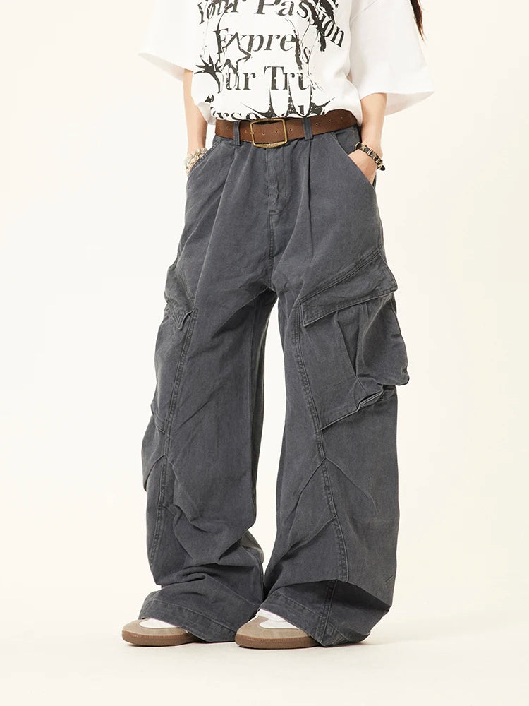 American Style Wide Leg Cargo Jeans