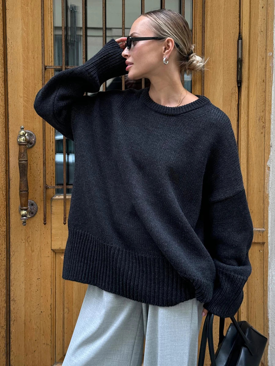 Cozy Oversize Burgundy Vintage Knit Sweater