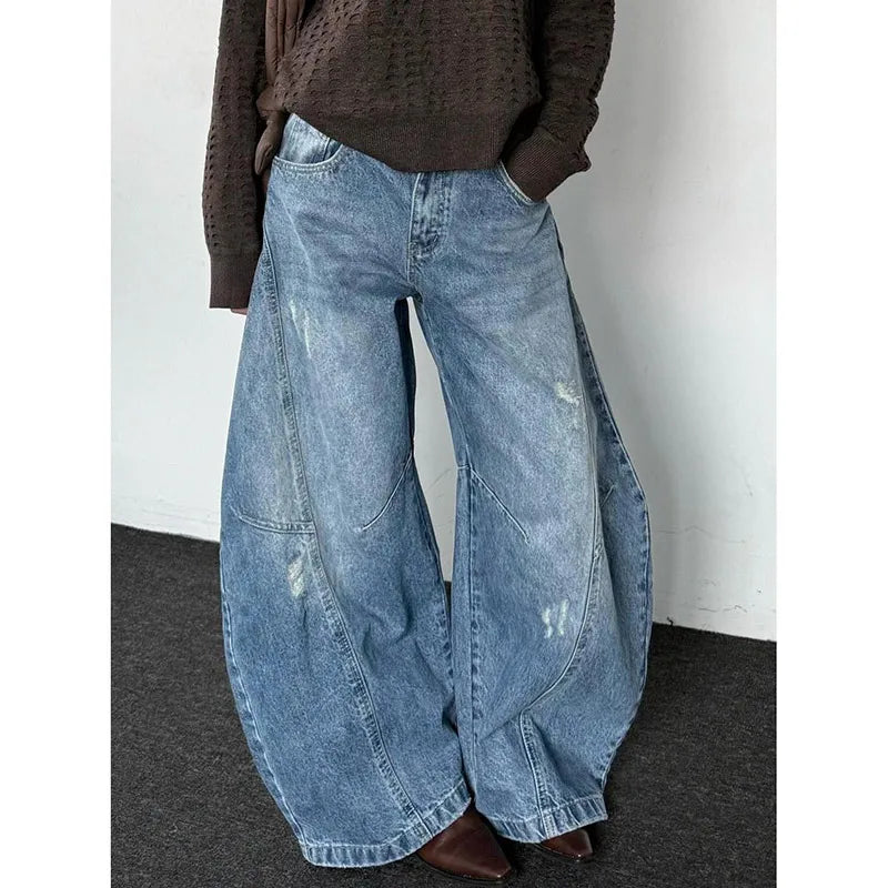 Vintage High Waist Baggy Blue Jeans